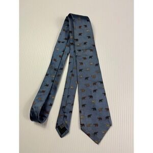 Miller Brothers Ltd.‎ Silk Necktie Elephant Print Blue Novelty Pattern